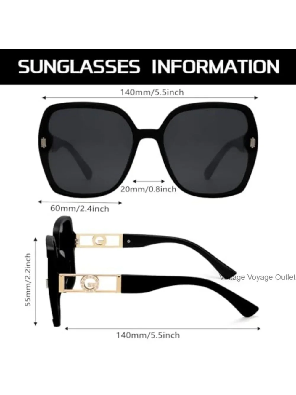 Retro Oversized 70s Sunglasses UV400 Protection, Square Frame, Unisex